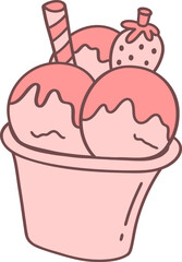 Illustration of Ice Cream in Pink Cup