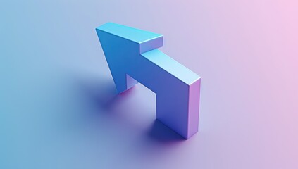 3D Render of a Blue and Purple Arrow on Gradient Background