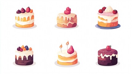 Birthday Cake Icon Vector: Celebratory Dessert Graphic in 2D Flat Style