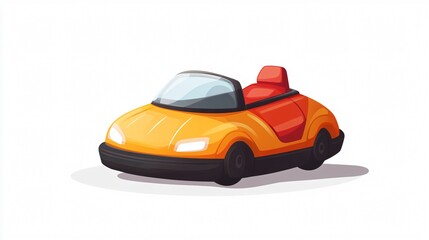 Colorful Bumper Car Vector Illustration Isolated on White Background