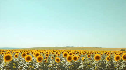 Fototapeta premium Stunning Sunflower Field Landscape: Vibrant Summer Scenery