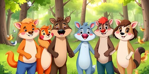 Obraz premium funny animals in the forest