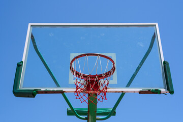 Naklejka premium Outdoor sports facilities tempered glass basketball boards and baskets