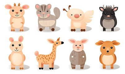 Fototapeta premium Cute Cartoon Animals Collection for Children and Educational Use