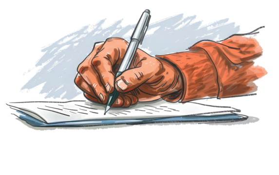 Artistic Illustration of Person Crafting a Blog Post for Business Growth Isolated on Transparent Background PNG