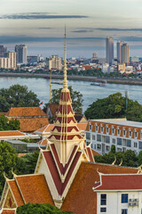 the Supreme Court and tonle sap river in Phnom Penh Cambodia