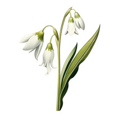 Obraz premium Delicate Snowdrop Flowers Botanical Illustration