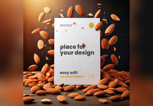 Page Floating with Almonds Mockup