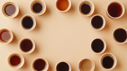 Obraz premium Coffee Cups Frame, Beige Background - Minimalism