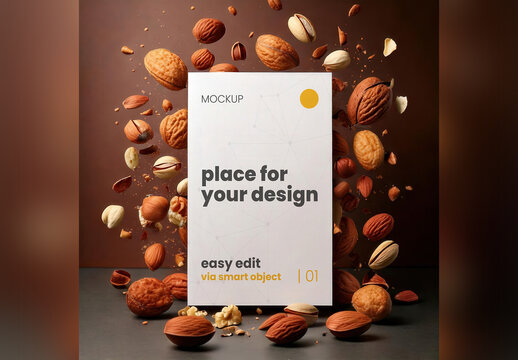 Page Floating with Nuts Mockup
