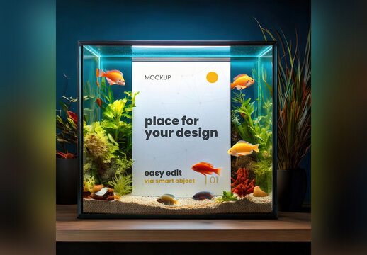 Page Inside Fish Tank Mockup
