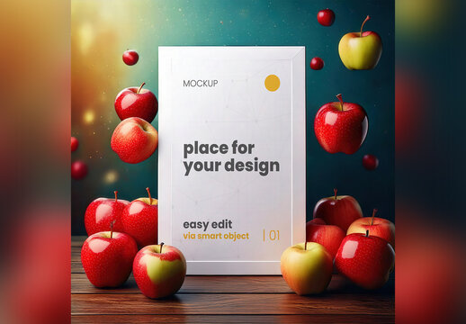 Page Floating with Apples Mockup