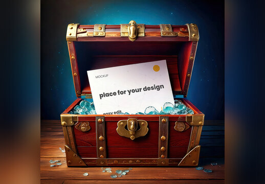 Page Inside Treasure Chest Mockup