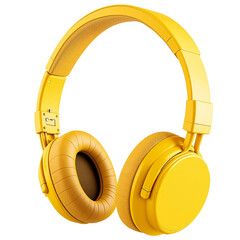 yellow headphones, 3D Render.