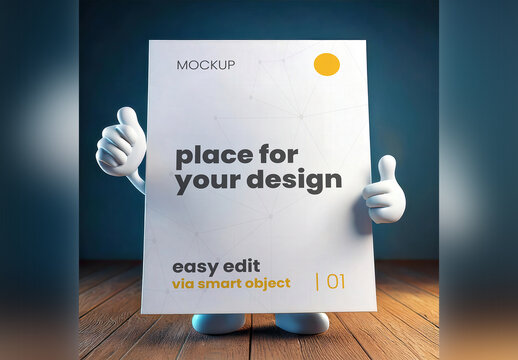 Page Like Character Thumbs Up Mockup Happy