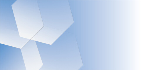 Abstract hexagon lines on blue white background. Geometric stripe line art design modern.