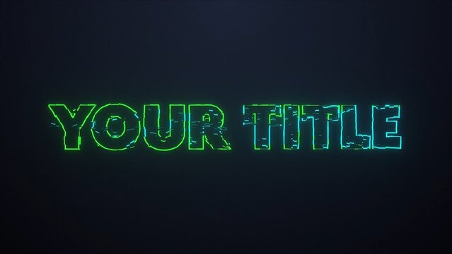 Digital Glowing Neon Glitch Outlined Title Intro