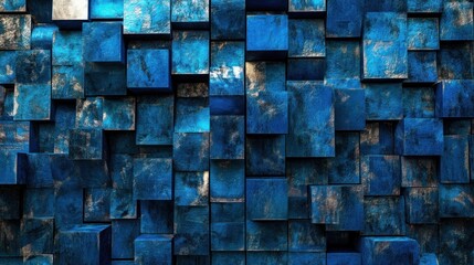 Abstract Blue Cube Texture: A 3D Digital Art Piece