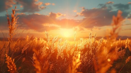 wheat field at sunset