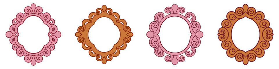 Set of decorative vintage frames. Abstract frames. Vector illustration