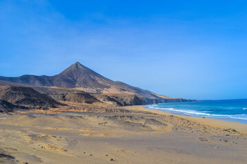 Cofete National Park with the wildest and widest beaches on the island of Fuerteventura