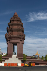 in the form of a lotus-shaped stupa the Independence Monument memorializes Cambodia's independence...