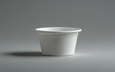 White disposable paper cup on gray background.