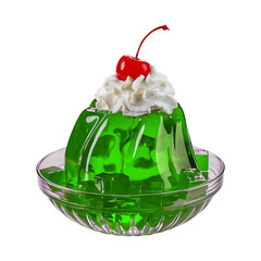 Green jelly on a plate bundle isolated on a transparent background