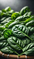 Fresh Spinach Leaves: Vibrant Green Bounty in a Basket