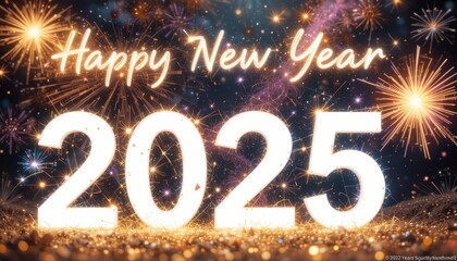 Happy New Year Two Thousand Twenty Five Fireworks