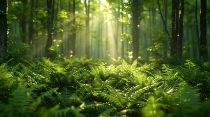 Obraz premium green forest in the morning