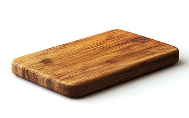 Rectangular wooden cutting board isolated on white background.