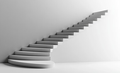 Naklejka premium A single staircase leading up with negative space, monochrome