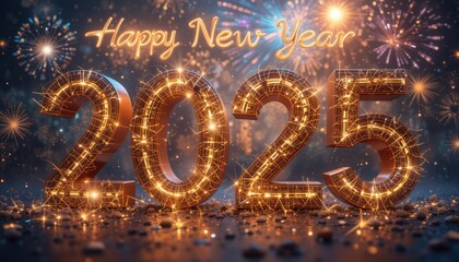 Sparkling 2025 New Year Fireworks Celebration
