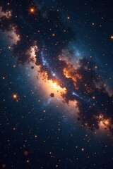 Fototapeta premium Glowing golden stars in the vastness of space, space, universe