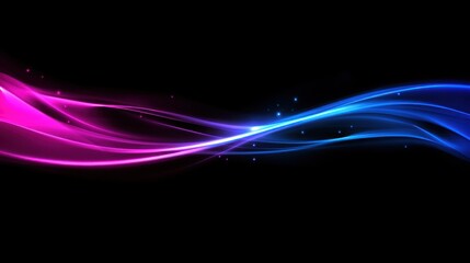 Naklejka premium Abstract Blue and Pink Light Waves on Black Background