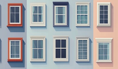 Obraz premium Row of colorful PVC windows in vibrant hues