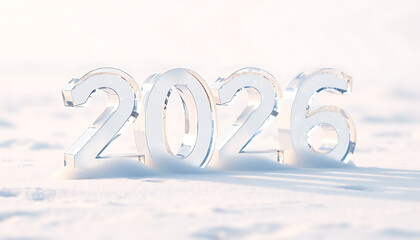 Glass 2026 Numbers In Snowy Winter Scene Minimalist Design