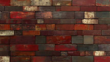 Obraz premium Rustic Red Brick Wall Texture: Aged Brickwork Background