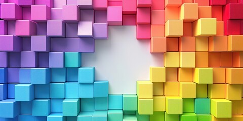 Colorful Cubes Forming a Frame