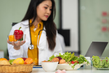 Microbiologists and nutrition experts analyze molecular samples in advanced food science labs,...