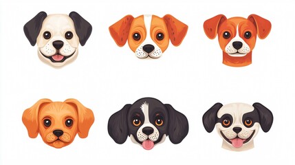 Obraz premium Cute Cartoon Dog Face Vector Isolated 2D Single Image