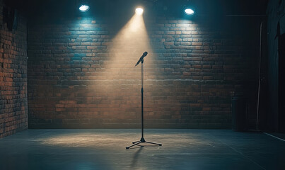Empty Comedy Stage Waiting for the Next Stand-Up Performer to Create Laughter and Connect With the Audience