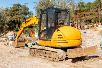 Structural Machine Construction Site, Excavator Excavation Building Foundation