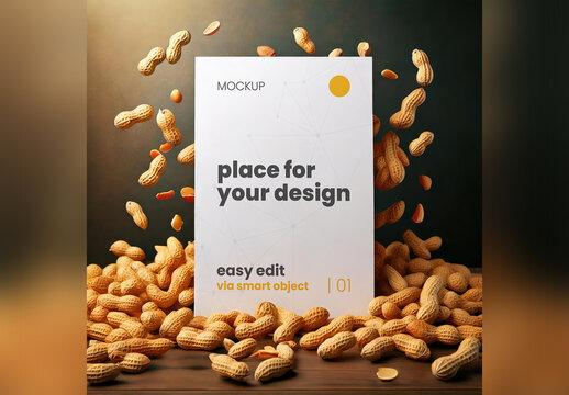 Page Poster Surrounded with Peanuts Mockup