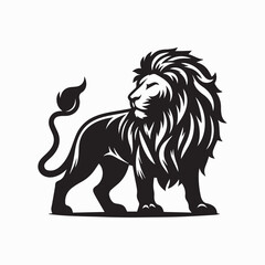 Fototapeta premium black Lion vector, Lion logo vector icon, Lion illustration design, Lion silhouette vector black and white