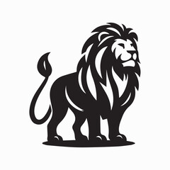 Fototapeta premium black Lion vector, Lion logo vector icon, Lion illustration design, Lion silhouette vector black and white