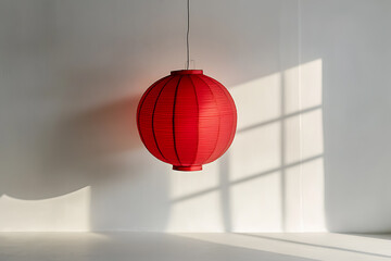 Red paper lantern with light shadows