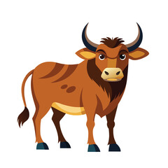 Ox Cartoon Colored Clipart Illustration Free Vector 
