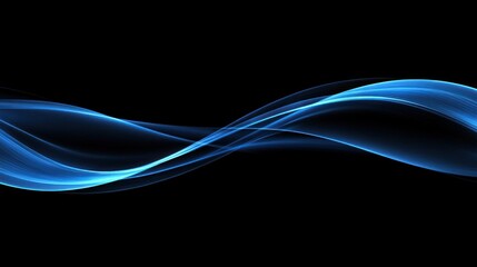 Abstract Blue Wave on Black Background: Digital Art